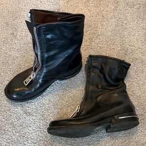 A.S.98 Black Leather Combat Boots